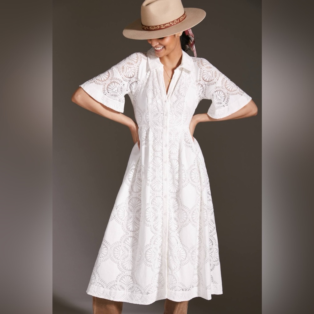 Anthropologie White Lace Dress Size 4